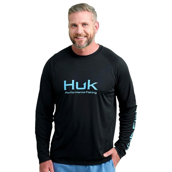 HUK Mens Pursuit Vented Long Sleeve Shirt, +30 UPF Fishing Shirt - Picture 1 of 4